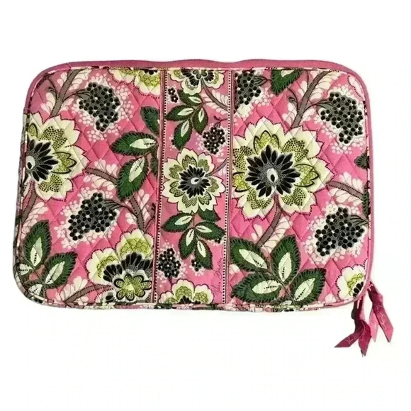 Vera Bradley Priscilla Pink Quilted Laptop Case and Cover Bag 17”x11” - Picture 2 of 5